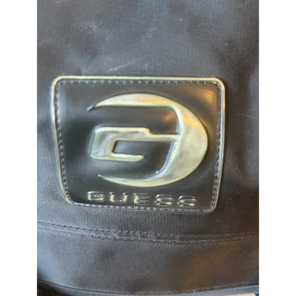 Black VTG Y2k GUESS Logo Flap Messenger Work Laptop Polyurethane Crossbody‎ Bag
